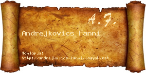 Andrejkovics Fanni névjegykártya