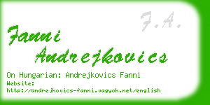 fanni andrejkovics business card